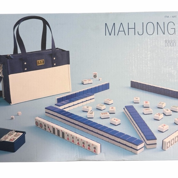 Mahjong Tile Gane Set Complete w/ Bag Racks Dice Open Box Clean Set - Picture 7 of 14
